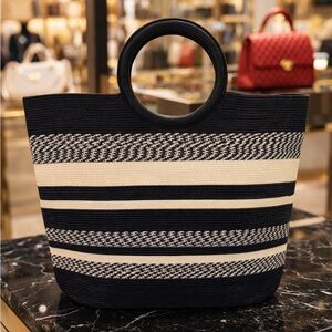 🌸The Sak Black & Cream Striped Women’s Tote Bag NWOT